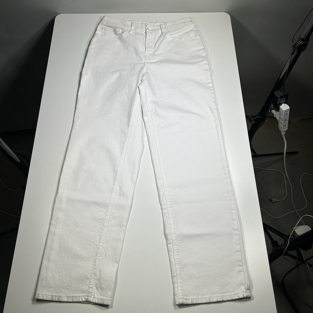 Good American White Jeans Womens 30x31 High Rise Straight Wide Leg Stretch